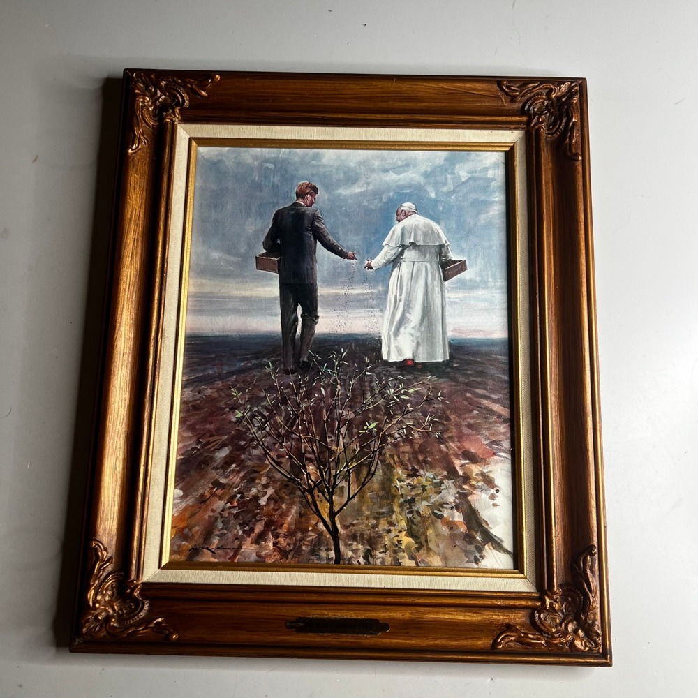 Walter Molino The Peace Sowers 1963 JFK Pope John XXIII Framed Art Print